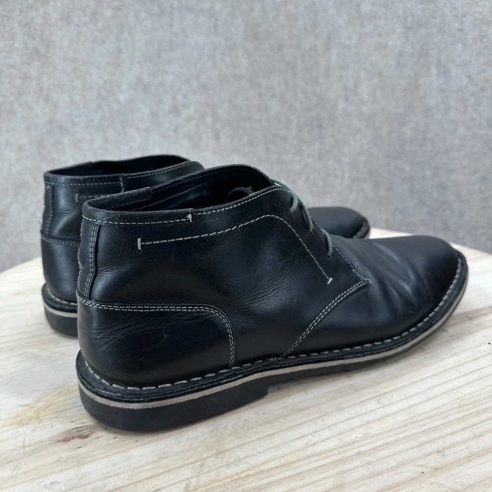 Steve Madden Black Leather Chukka Desert Ankle Boots Mens 13 Lace Up Oxford Shoe